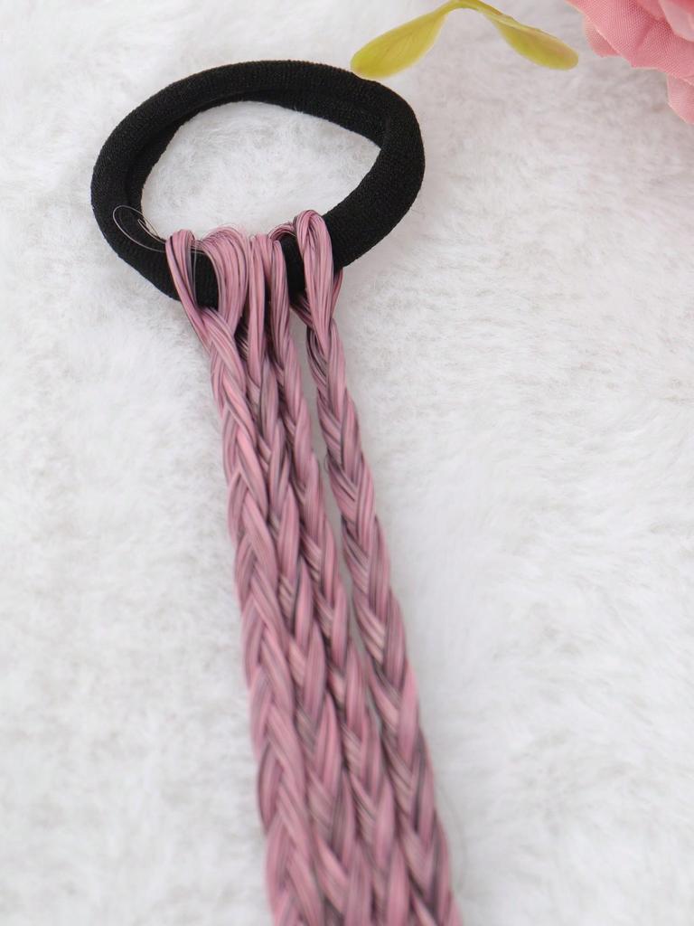 Synthetische Haarteile 20-Zoll-Pferdeschwanz Farbige Zöpfe Haarverlängerungen Mit Gummibändern Regenbogen Geflochtene Accessoires Für Frauen Party Highlights Cosplay