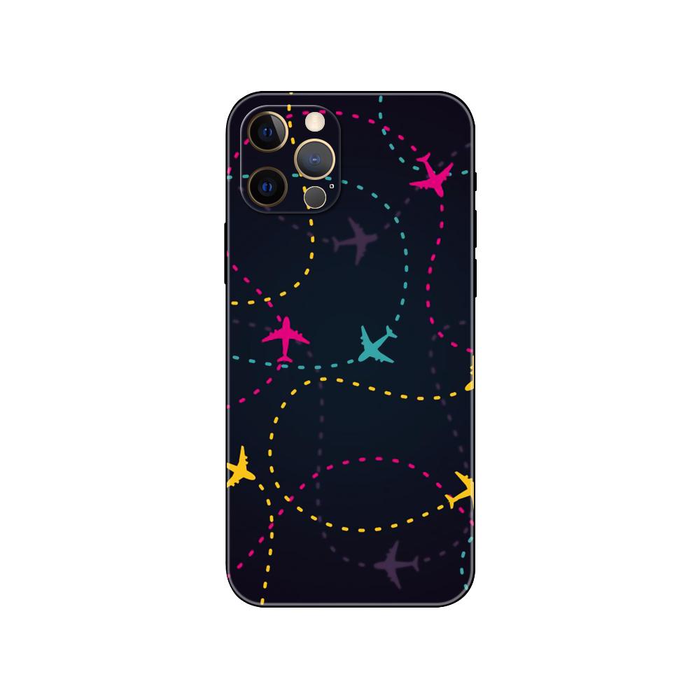 Airplane Map Travel Phone Case for Iphone 5 5s Se 6 6s 7 8 Plus X 10 XR XS 11 12 13 Mini Pro MAX Black Tpu Back Cover