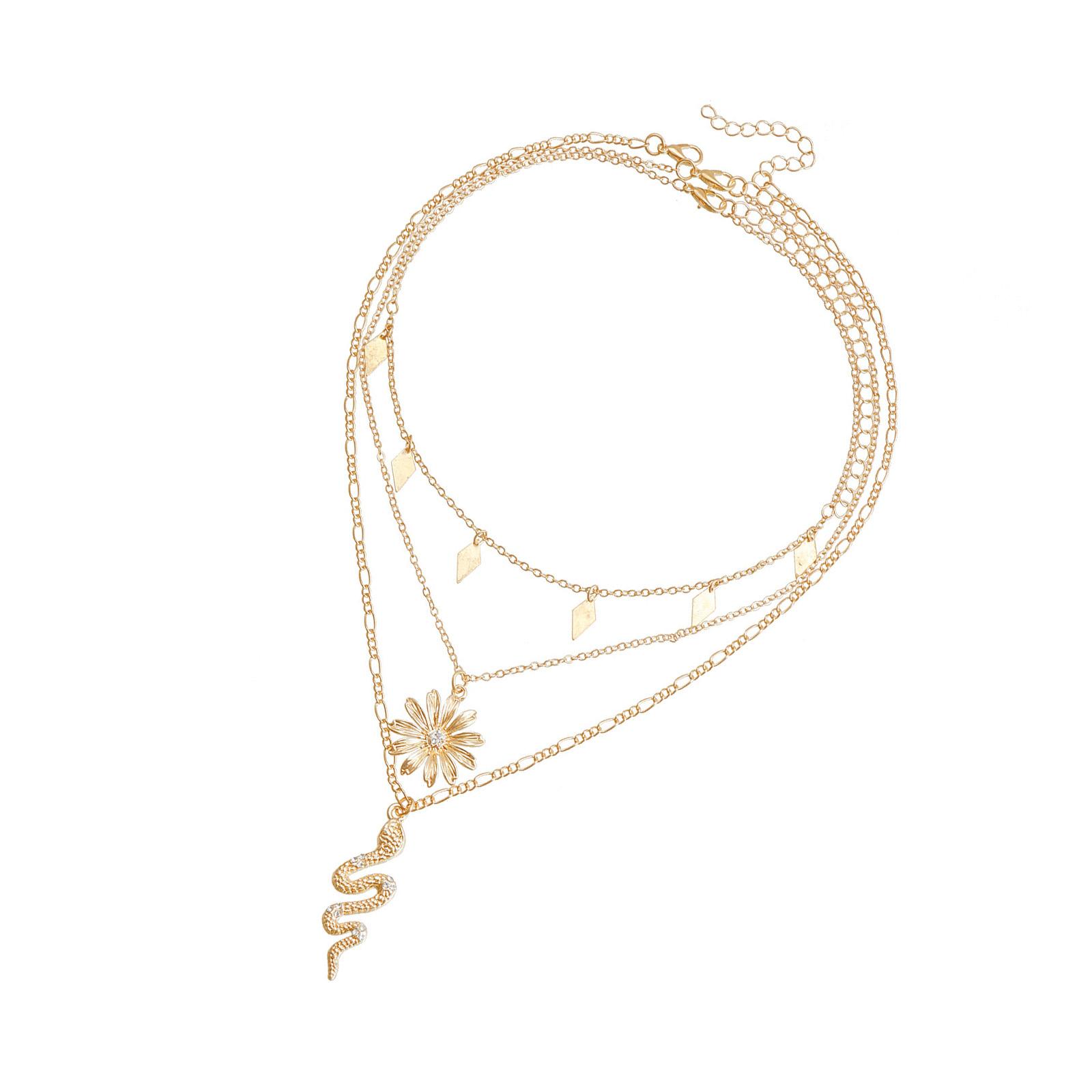 

Элегантное 4-слойное колье-чокер с имитацией чокеров и подвеской в виде змеи для модных женщин на каждый день