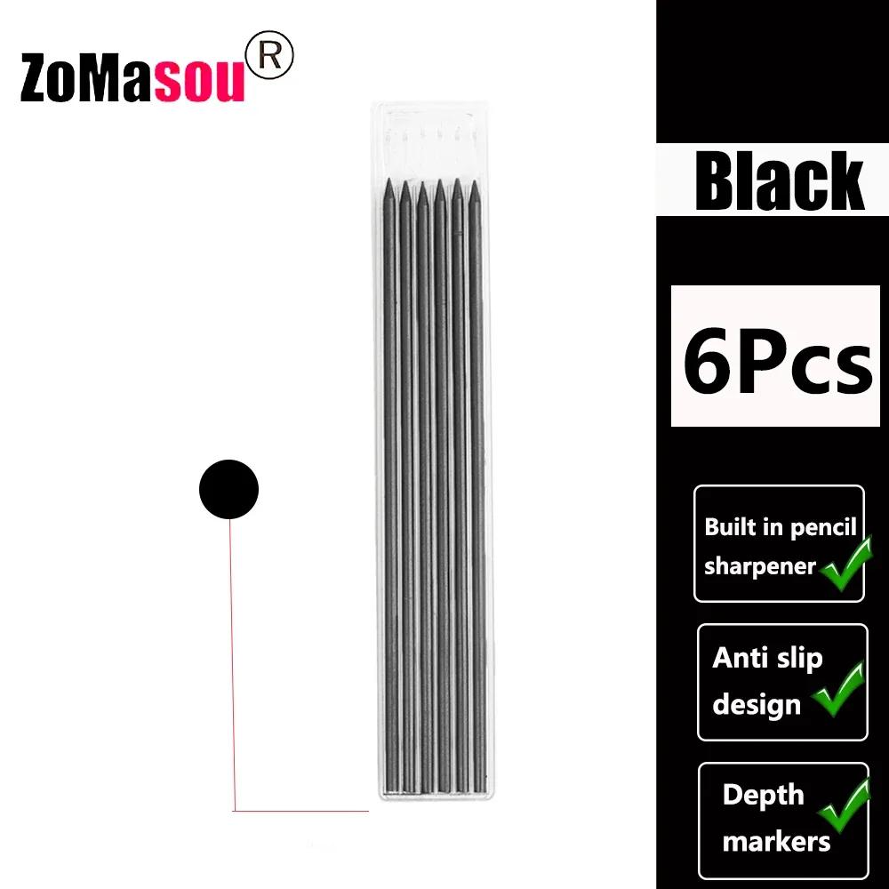 Reuseable Long Head Deep Hole Markers Pen Pencils Solid Carpenter Refill Leads Built-in Sharpener Woodwork Construction Tools