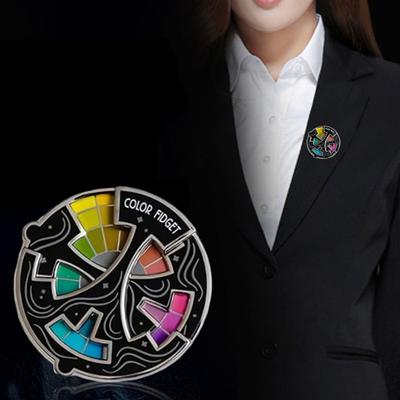 Kolorowy Fidget Emaliowany Pin 20 Kolorowy Spinner Fidget Wheel dla Artystów Pin 3 w 1 Brelok Magnetyczna Odznaka do Łagodzenia Lęku