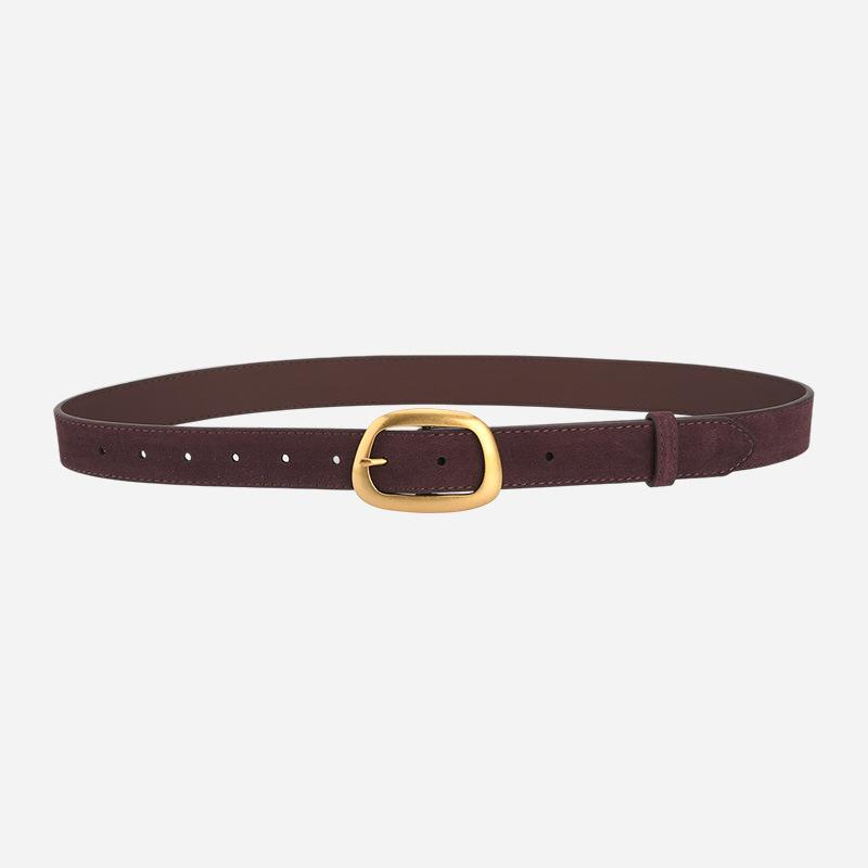 Belt Vintage Ladies Leather Belt Frosted Velvet Pin Buckle With Dress Decorative Belt