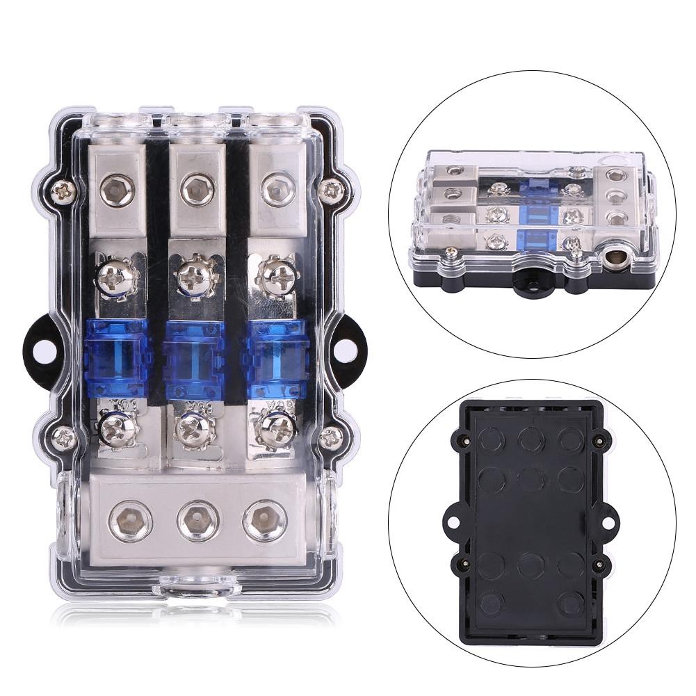Universal 60A Car Auto Vehicle Stereo Audio Power Fuse Box Holder Block 1 In 3 Ways Out