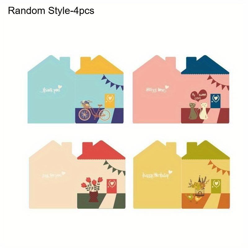 

4pcs Creative Cute Cards Sweet Cabin Hollow Card Mother s Day Teacher s Day Father s Day Greeting Cards