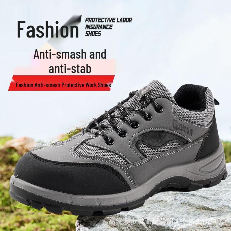 Men's Steel Toe Safety Shoes - Anti-Smash, Anti-Puncture, Breathable, Lightweight, Non-Slip, Wear-Resistant Work Footwear.