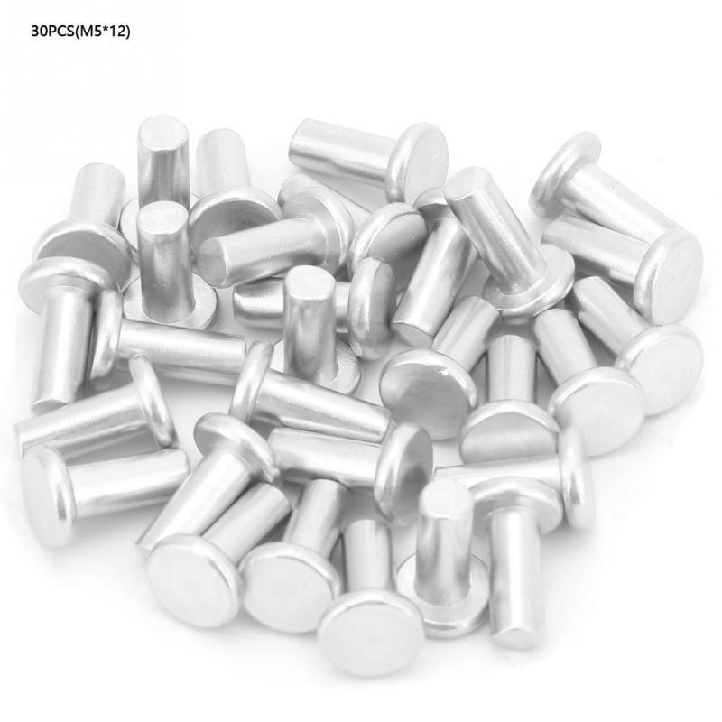 30pcs Tool Accessories M5-10//12//16 Aluminum Flat Head Solid Rivet Set Bolt Flat Head Solid Aluminum Rivet Solid Aluminum Rivet 16