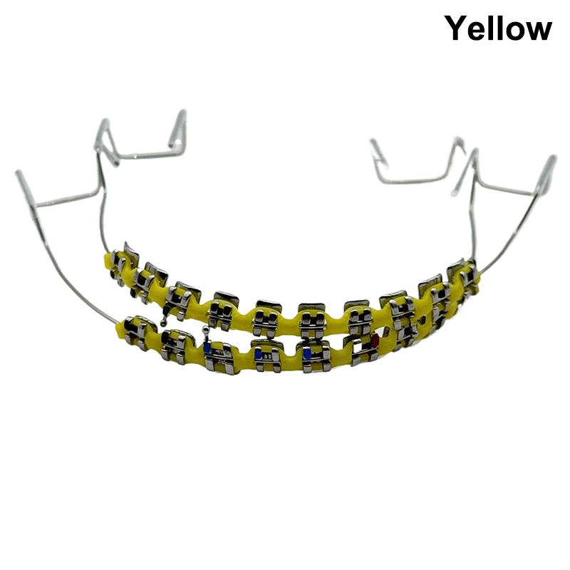 1 Pereche Aparate Dentare Metalice Arc cu Cârlige Bracket Metalic și Ligaturi Ortodontice Colorate Decor Temporar pentru Dinți