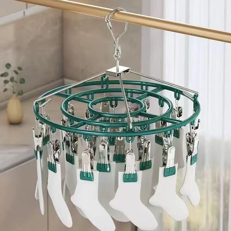 Stainless Steel 24-Clip Windproof Drying Hanger