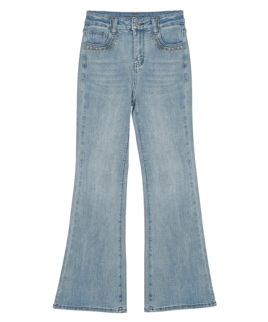 Nigaennikol Stud Bootscut Denim Pants_Blue