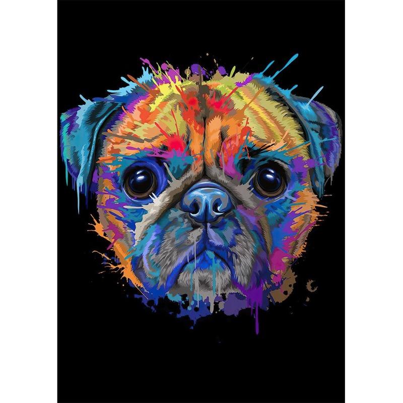 Abstract watercolor, French bulldog, pups, posters, canvas printing, colorful picture of a dog, wall painting for the living room, quadros