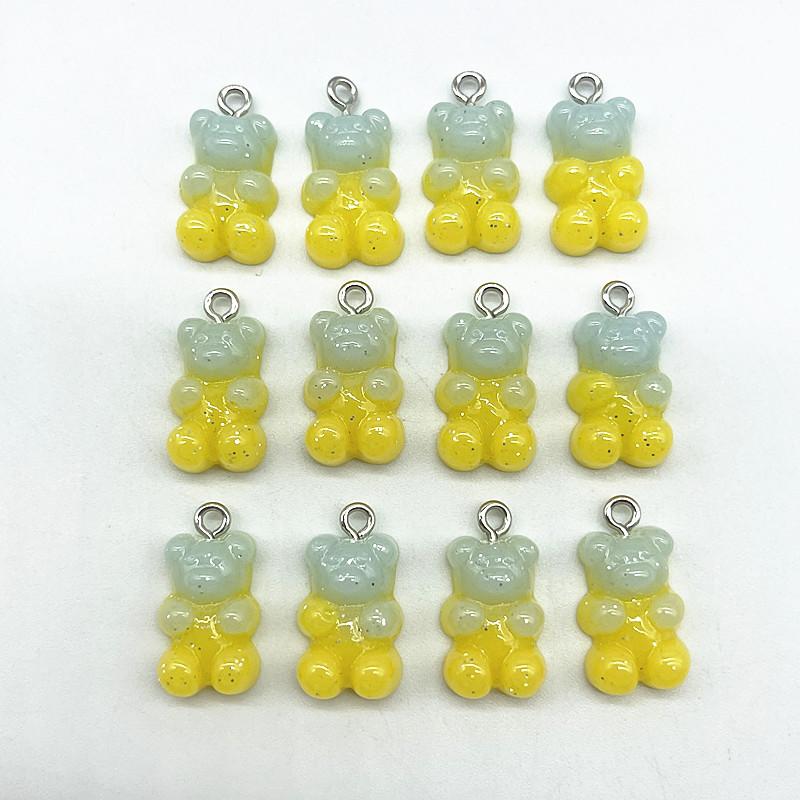 10Pcs Candy Bear Pendant Charms for Necklace Bracelet Earrings Jewelry Making Diy Findings Resin Bears Christmas Making