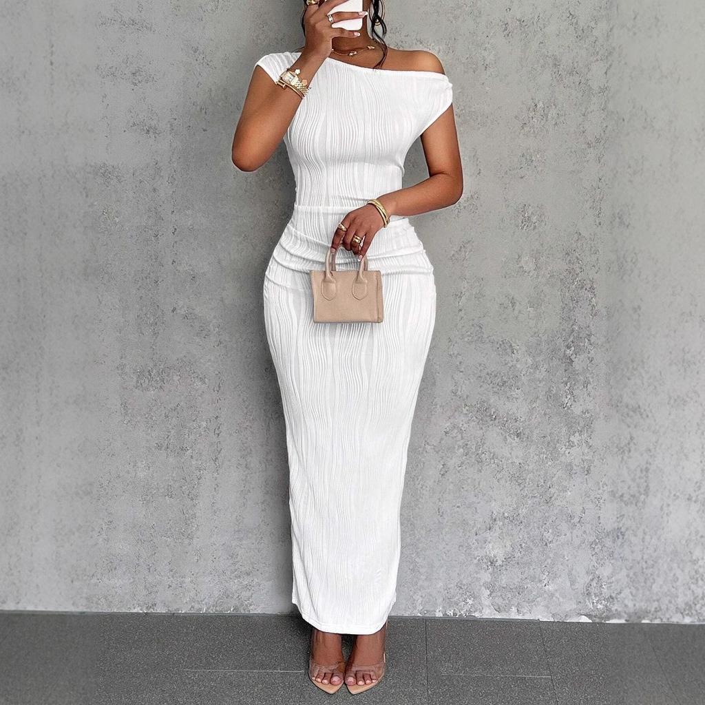 Summer Fashion Sexy Sleeveless Asymmetrical Shoulder Slim Fit Dress Women's Clothing
