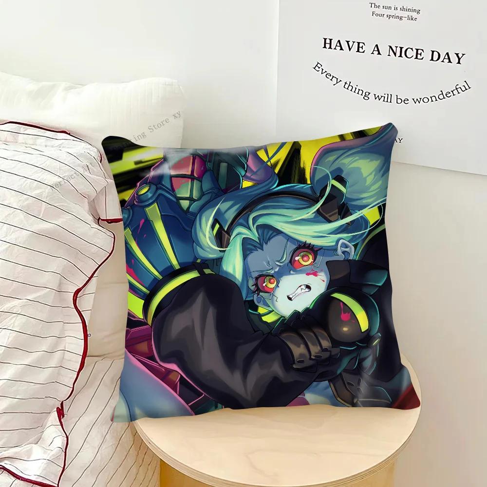 Cyberpunk Edgerunners Anime Rebecca Pillow Case Fashion Square Pillowcase Bedroom Sofa Room Ins Decoration Leisure Cushion Cover