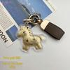 999 Pure Gold Cute Cartoon Horse Keychain Pendant - Year of the Horse Mobile Ornament Gift