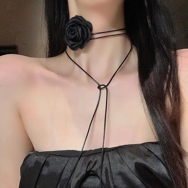 

INS Internet Celebrity European and American Minimal Art Retro Black Velvet Neckband Choker Collar/Necklace Harajuku Punk Necklace 1#Black Flowers