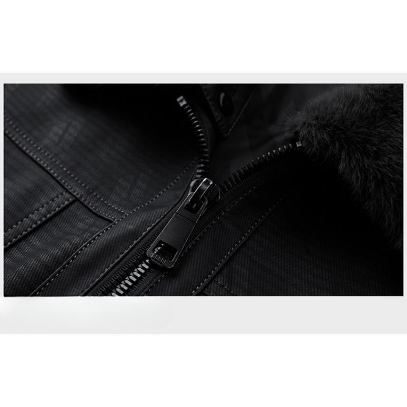 Thickened Genuine Leather Jacket for Men, Sheepskin Lapel Leather Jacket, Warm Casual Down Jacket, Fur Integrated Jacket