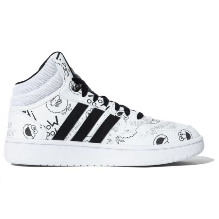 Sesame Street X Adidas  Neo Hoops 3.0 Mid Woo Hoo! Women Sneakers White Cloud-White Core-Black HQ9813