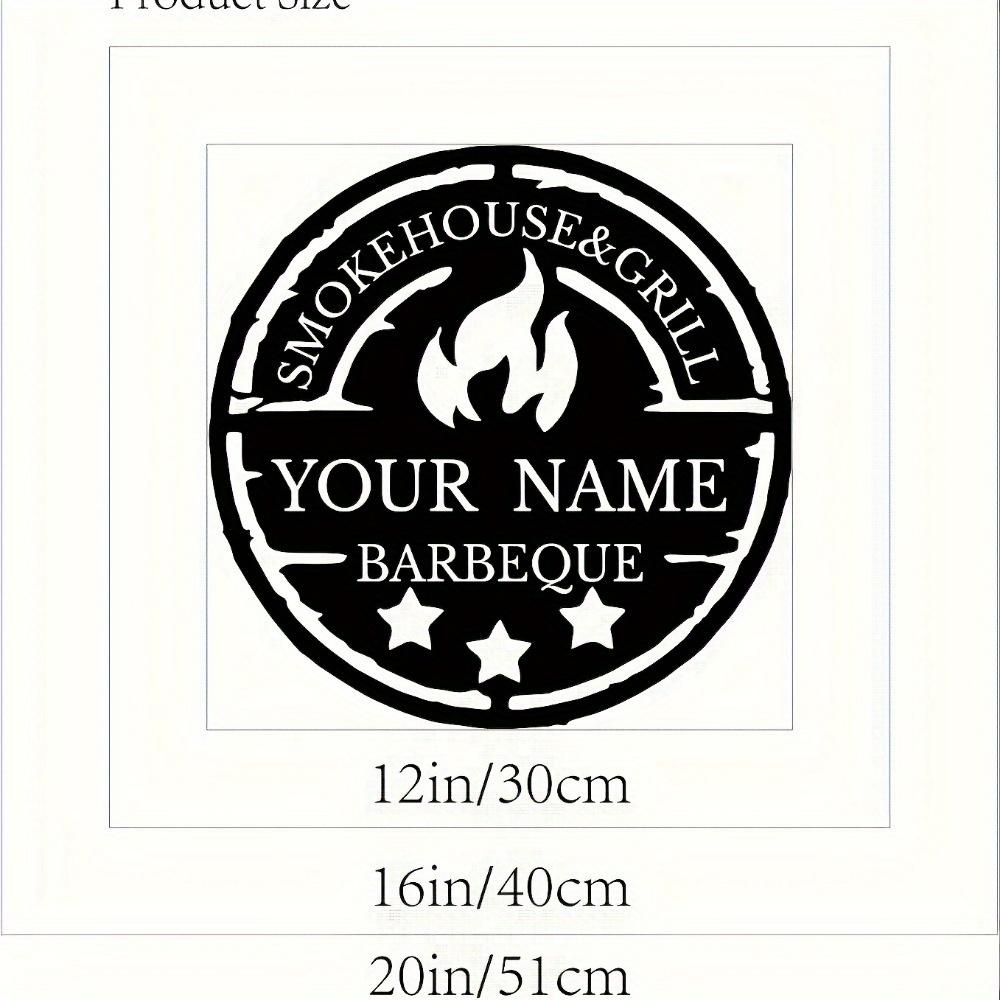 Distinct Personalized Retro Metal BBQ Sign Custom Name Grill Master Flame Star Wall Decor Outdoor