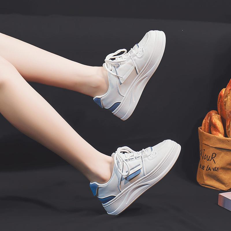 Platform White Shoes Women's Spring and Autumn New Women's Breathable Shoes Inner Match Match Skirt Shoes Hight Increasing Board Shoes