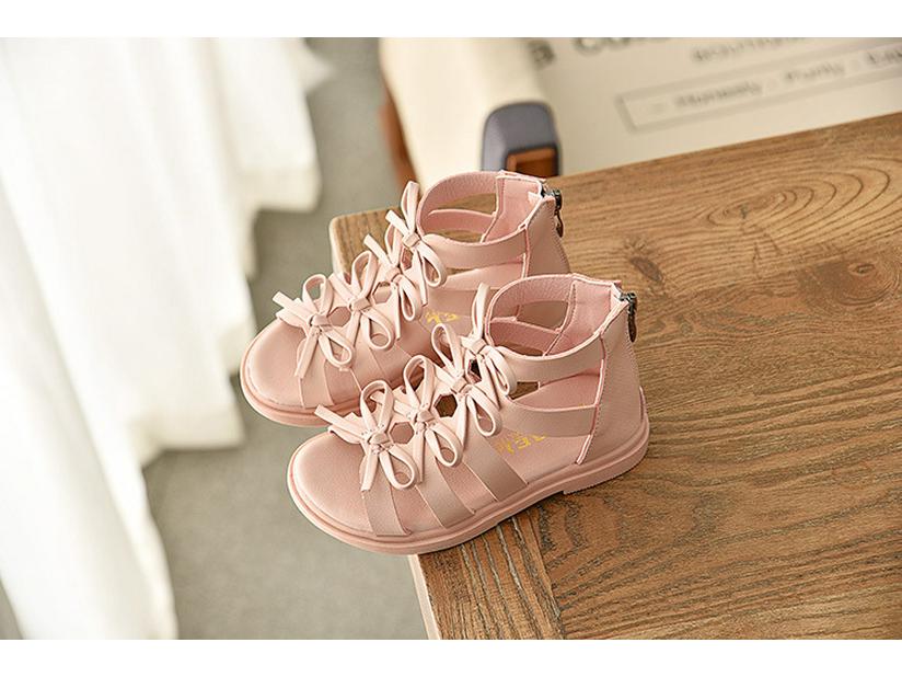 2025 Summer Girls' Soft Leather Roman Sandals - Korean Style Princess Shoes