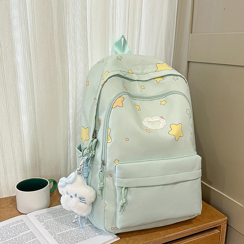 The new Japanese ins high-value, fresh, sweet and cute star backpack for junior high school students, large-capacity backpack for women