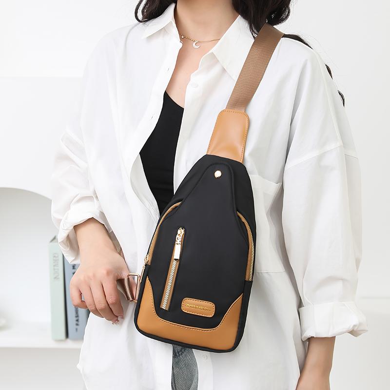 Patchwork Crossbody Bag Women's Chest Bag Nylon Shoulder Bag