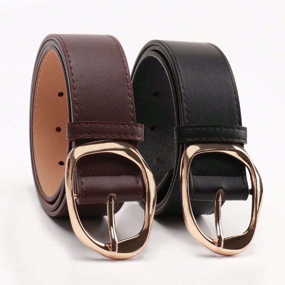 New Commuter Versatile Irregular Button Head Wide Belt Women's Simple Fashion Decorative Jeans Women's Belt