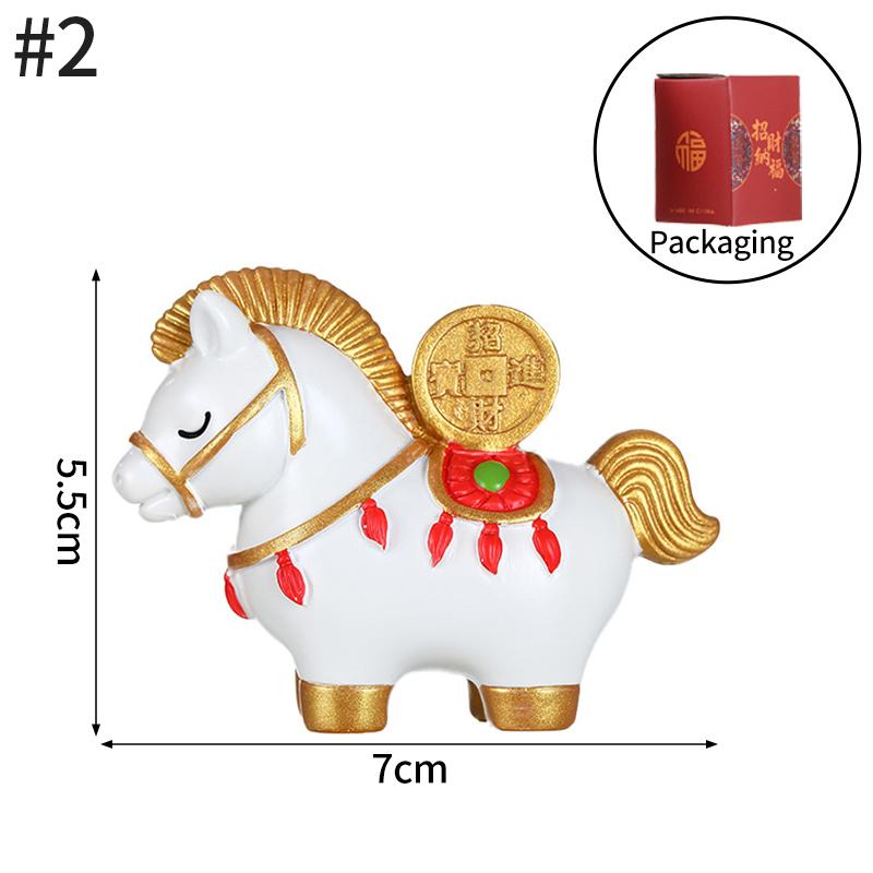 2026 New Year Resin Pony Decoration Ornament Mini Car Desktop Ornament New Year Birthday Blessing Gift Spring Festival Crafts