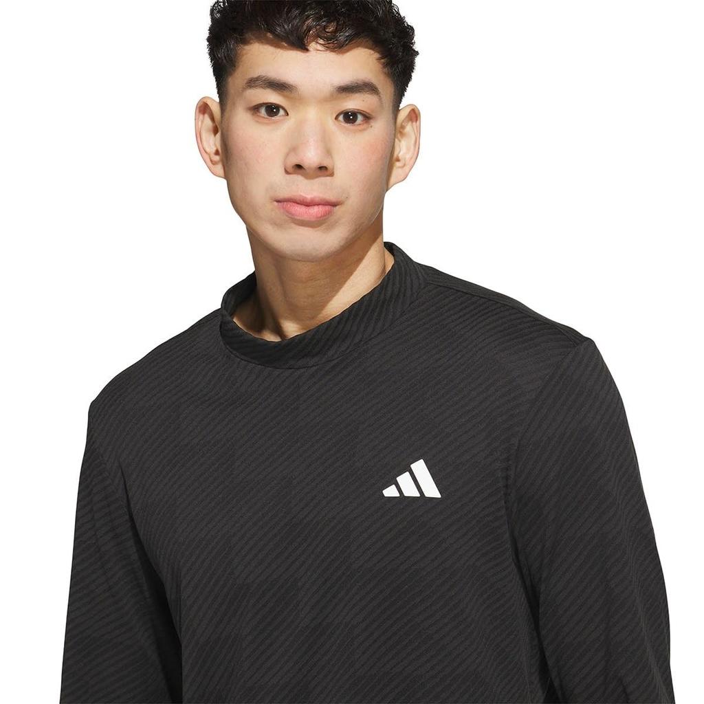 CLIMACOOL Twistknit Jacquard Mock Neck Long Sleeve Shirt [Adidas] Black/Black J/M