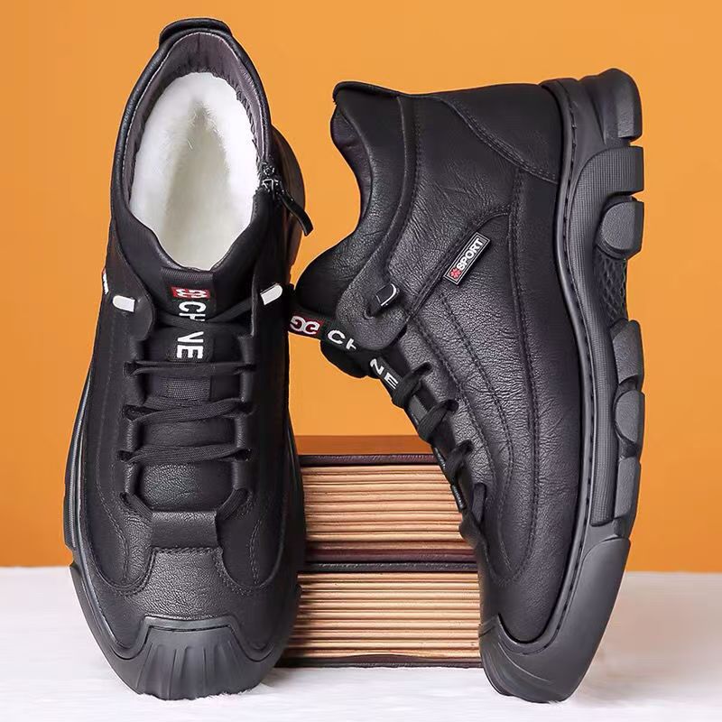Men's cotton shoes are warm in winter, velvet and non-slip, men's casual high-top cotton shoes, men's cotton shoes, and men's leather cotton shoes.