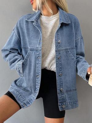 2026 Losse Denim Jas voor Dames met Zakken - Europese/Amerikaanse Lente & Herfst Stijl