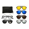 2306A Round Black Frame 6 In 1 Polarized Retro Twin Beams Clips Magnetic Glasses Sunglasses Magnet Can Be