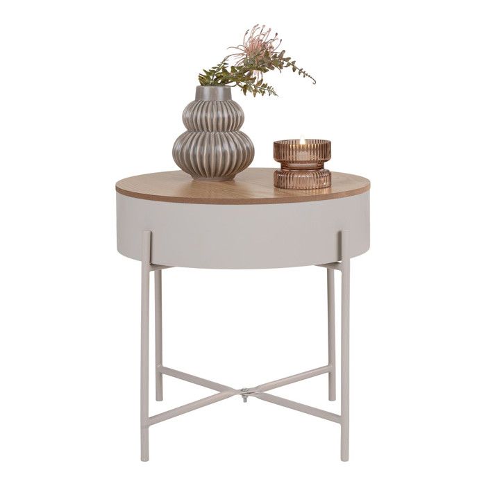Table d'appoint en acier thermolaqué beige-gris clair