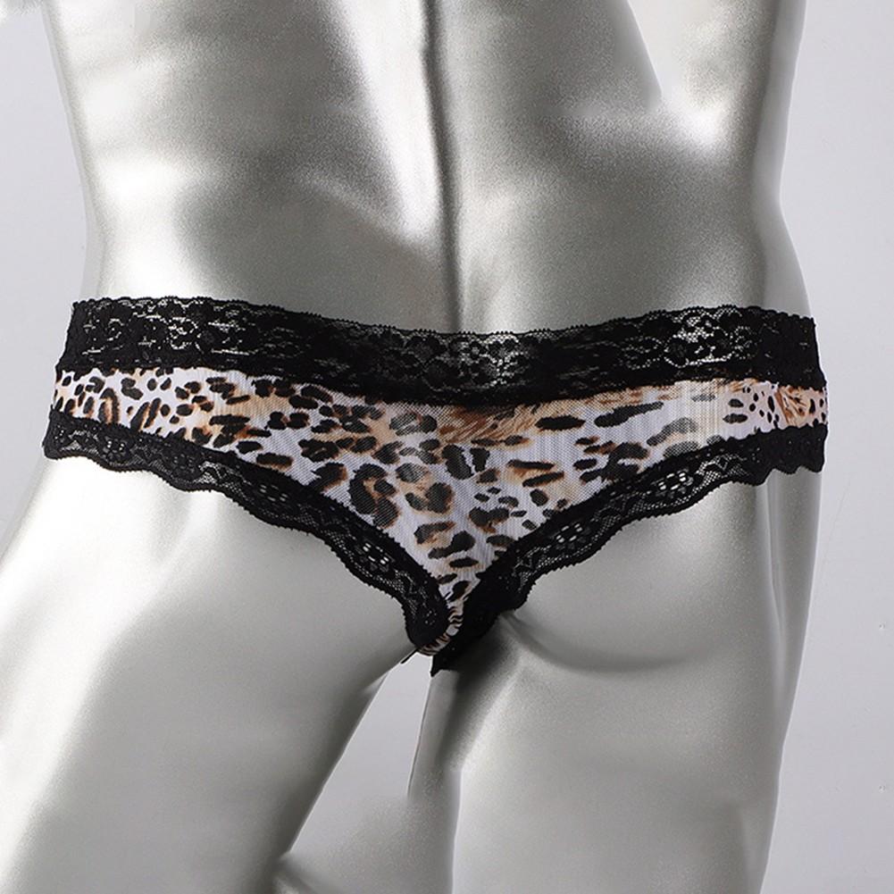 Comfortable Mens Underwear Hollow Out Leopard Low Rise