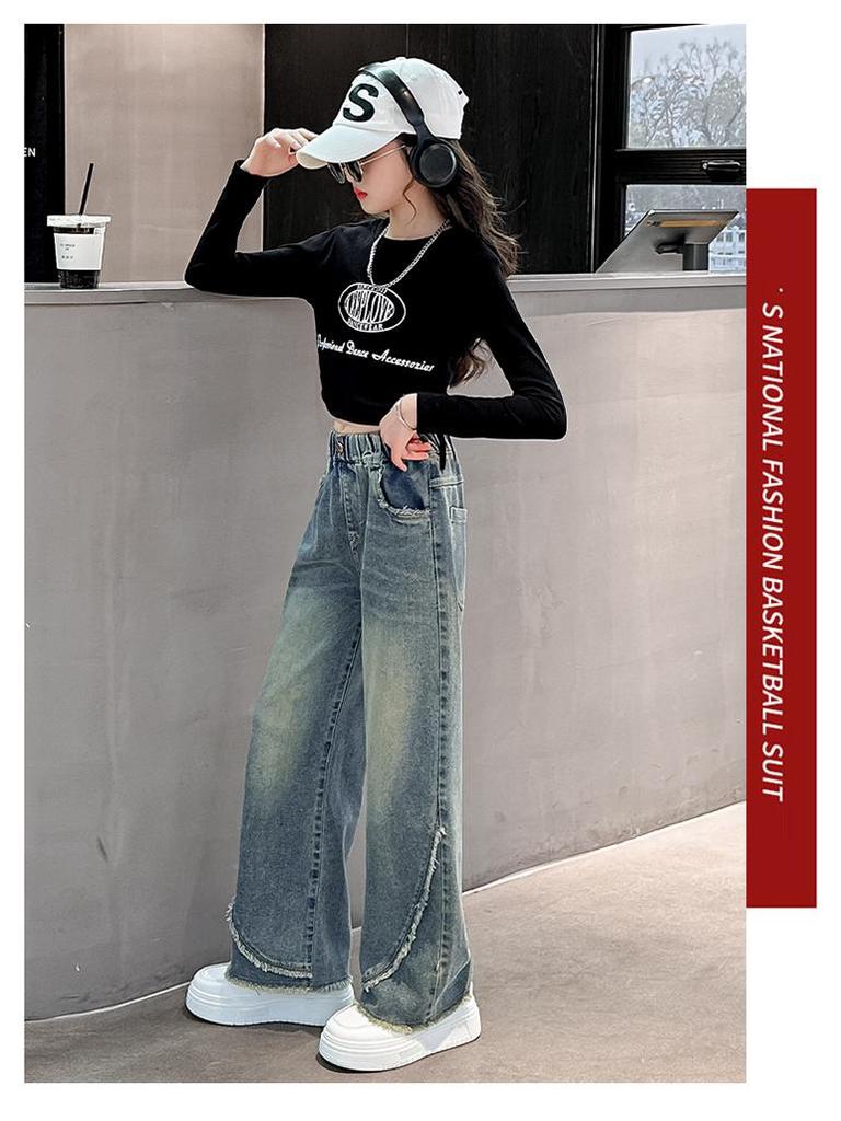 Herbst 2025 Mädchen Wide-Leg Jeans für 7-16 Jahre - Lockerer, Straight-Leg Schnitt