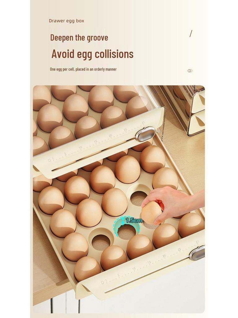 Double Layer Egg Freshness Storage Box with PET Timer - Refrigerator Drawer Style