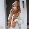 Hat Scarf Gloves Integrated Winter Fleece Cute Warm Plush Hat Thickened Ear Protection Neck Protection Cycling Neck Protection