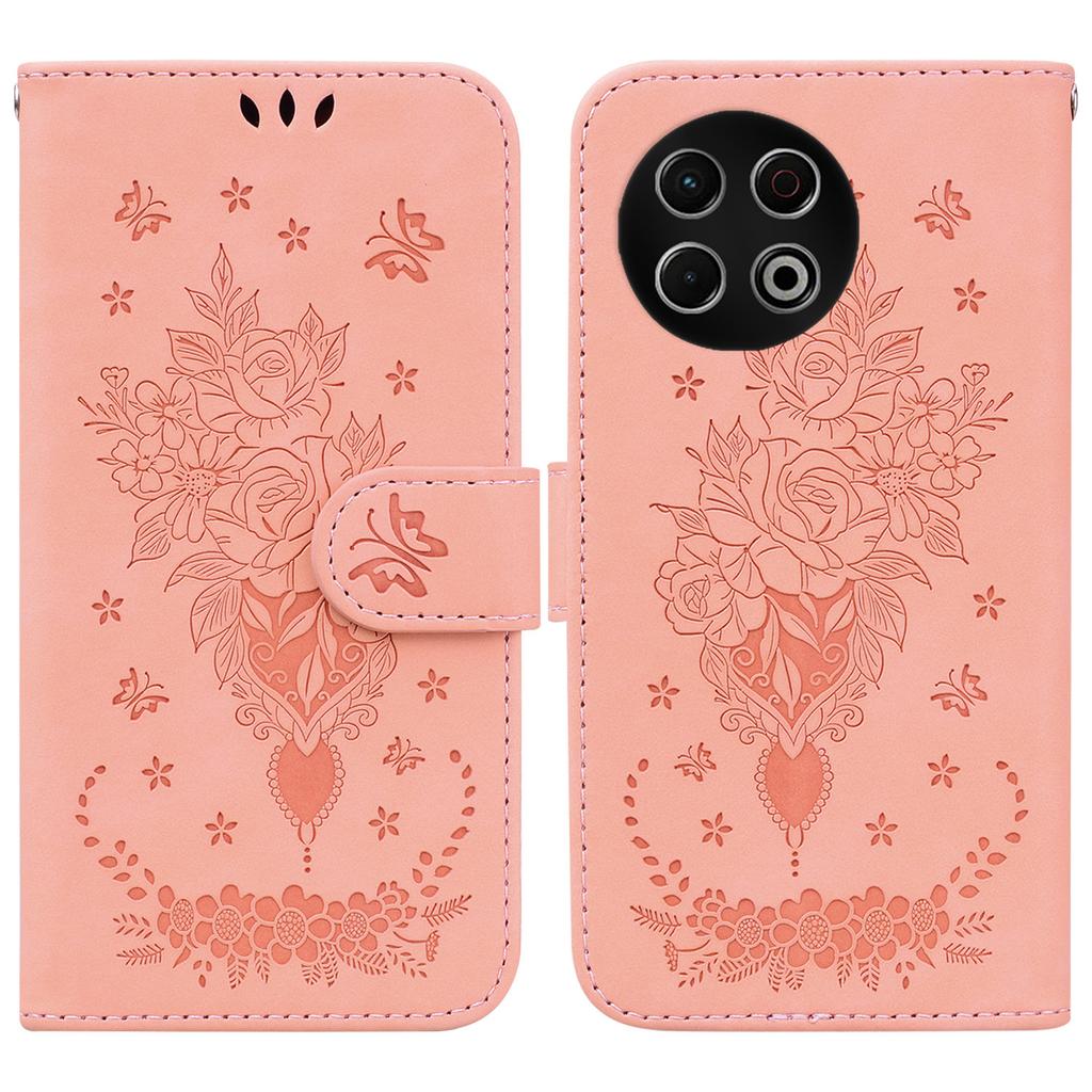 For TECNO Spark 30 Pro 4G Case Butterfly Flower Imprint PU Leather Wallet Phone Cover with Strap