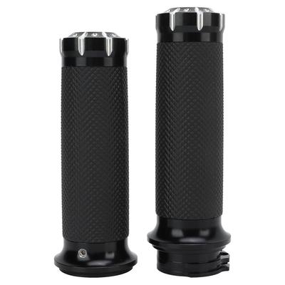 2 Stück Set 25mm Elektronischer Gasgriff Lenkergriffe Aluminiumlegierung Rutschfestes Gummi Universell für Motorräder Fahrräder