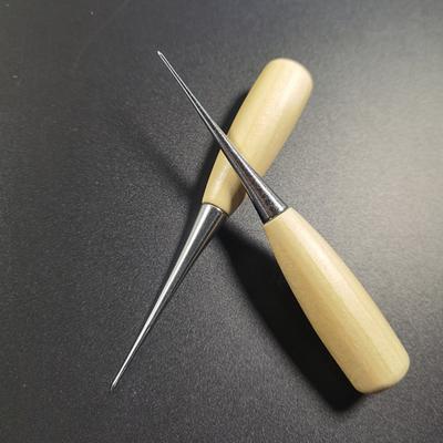 Yousheng Sewing Awl Wooden Handle Hole Punch Tool Convenient DIY Leather Carpet Punch Cone for Home Sewing Shop