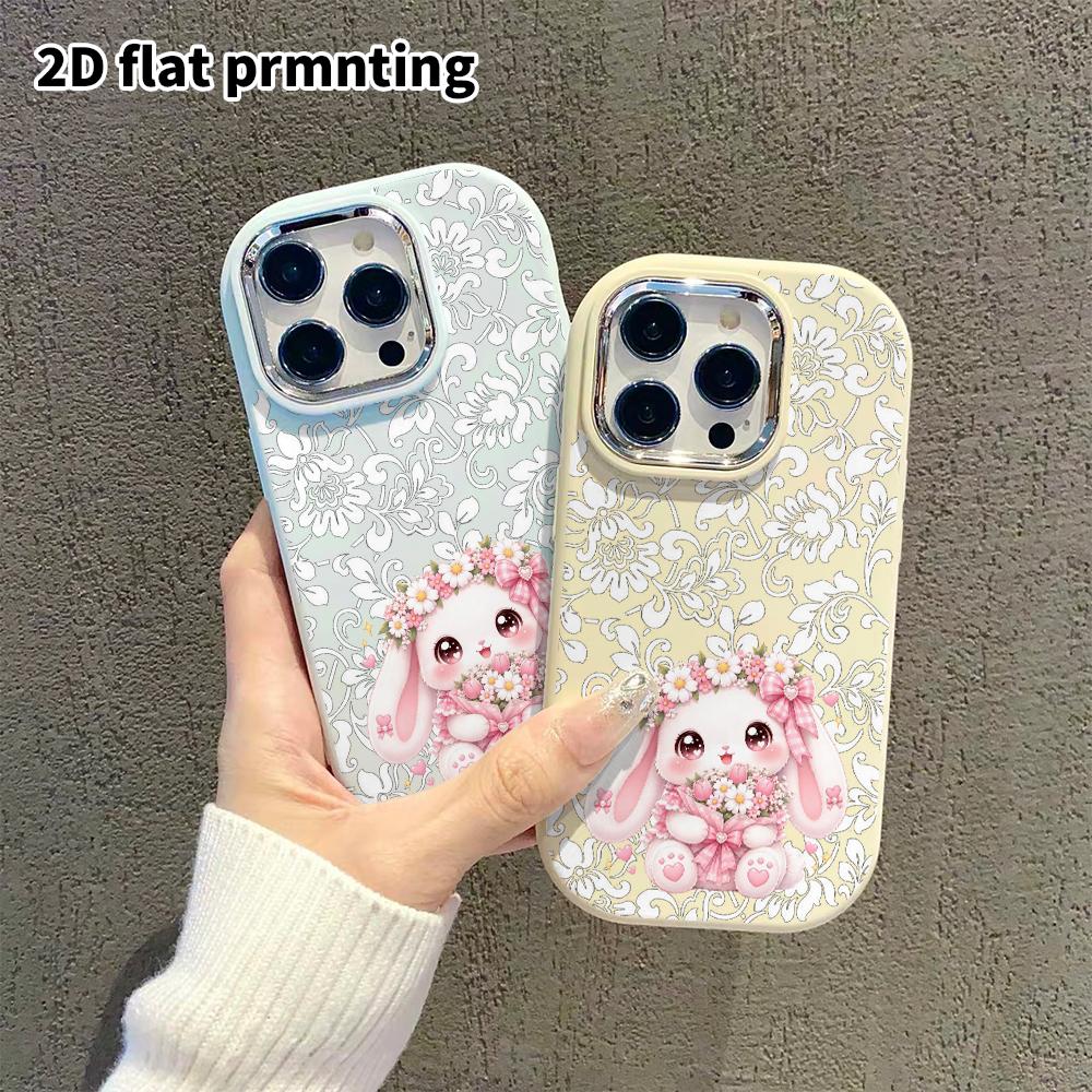 Phone Case: 2D Flat Design Suitable for iPhone 18 17 16 15 14 13 Pro, Couple Style, Cute Droopy-eared Rabbit, Christmas and Halloween Gift