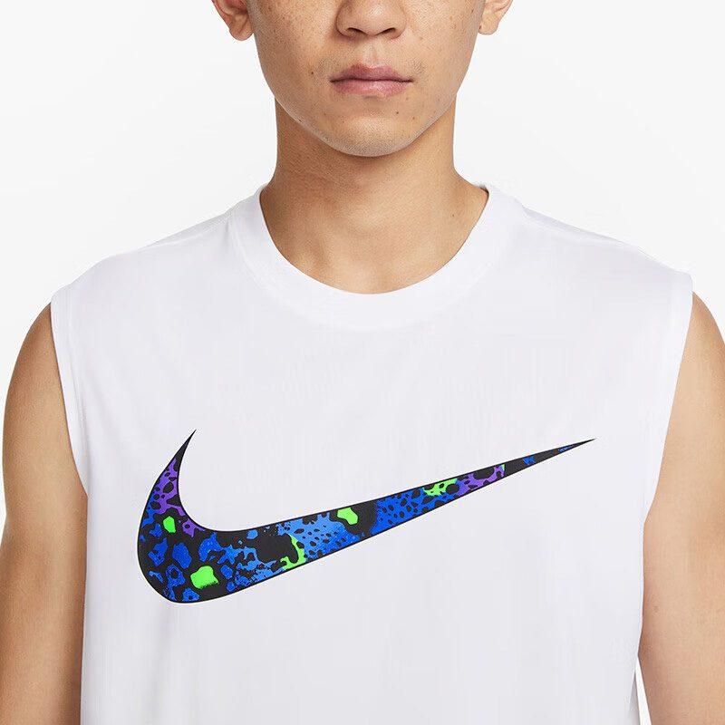 Nike Tank Tops Men's White Crew Neck Moderate Straight Fit FQ0357-100