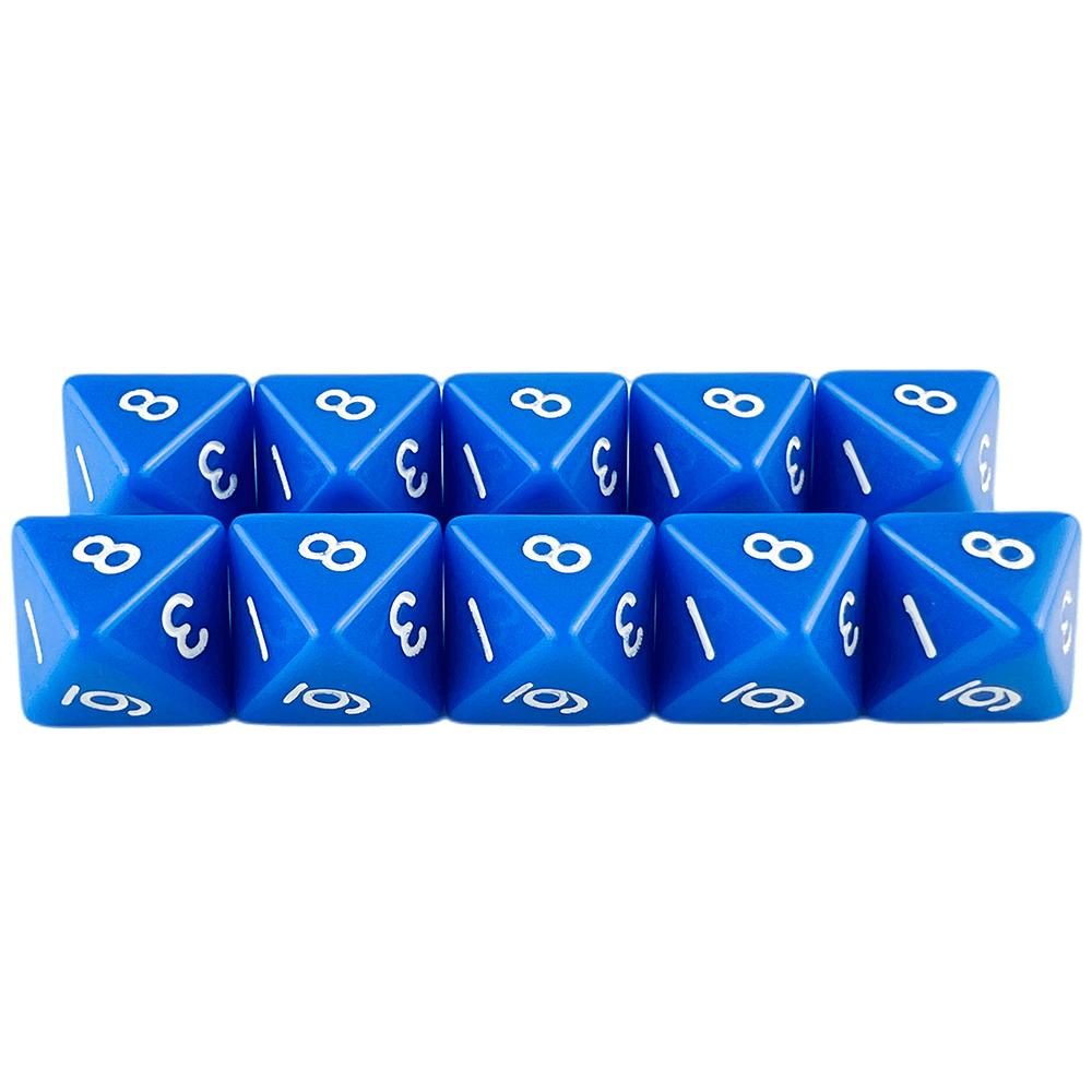 D8 Multi-sided Dice 15.5 Mm Digital Dice Game Set 8 Sided 10 Pcs for Board Games