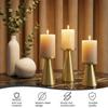 3PCS Gold Iron Candle Holder Set, Pillar Plate Stand for LED Wax Elegant Candle Stand for LED & Wax Candles, Incense Cones, Spa, Weddings
