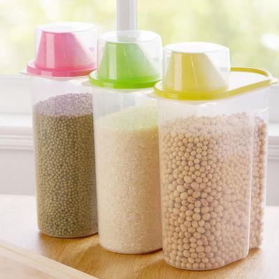 Cereal Storage Box with Lid Measuring Cup Plastic 1.9/2.5L Food Storage Dispenser for Cereals