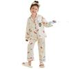 Autumn Long Sleeve Cartoon Pajamas Set for Girls - Cardigan Style, Wear Indoors or Out