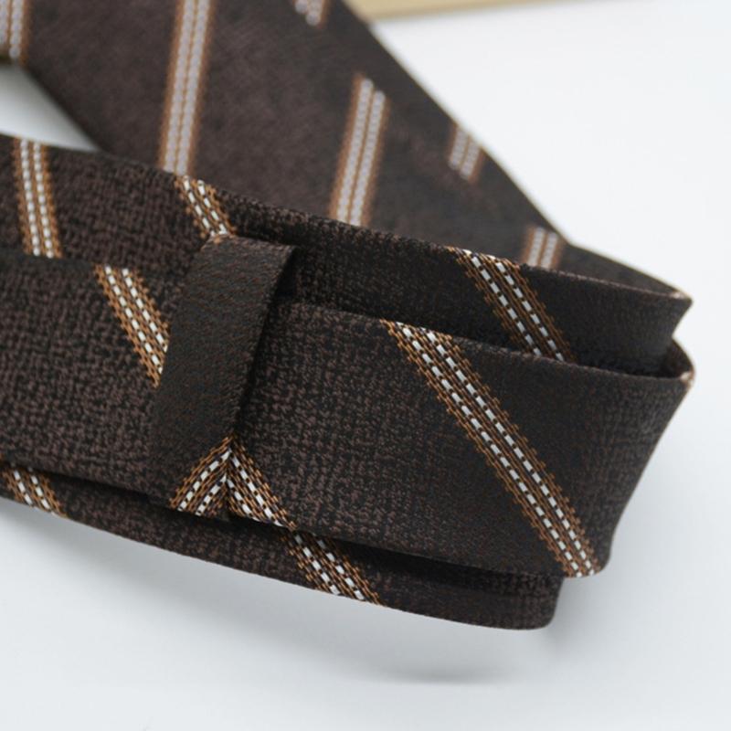 Coffee Striped JK Girl Neck Tie School Student Uniform Pre-Tied Adjustable Necktie Bowtie for Formal Wear Business