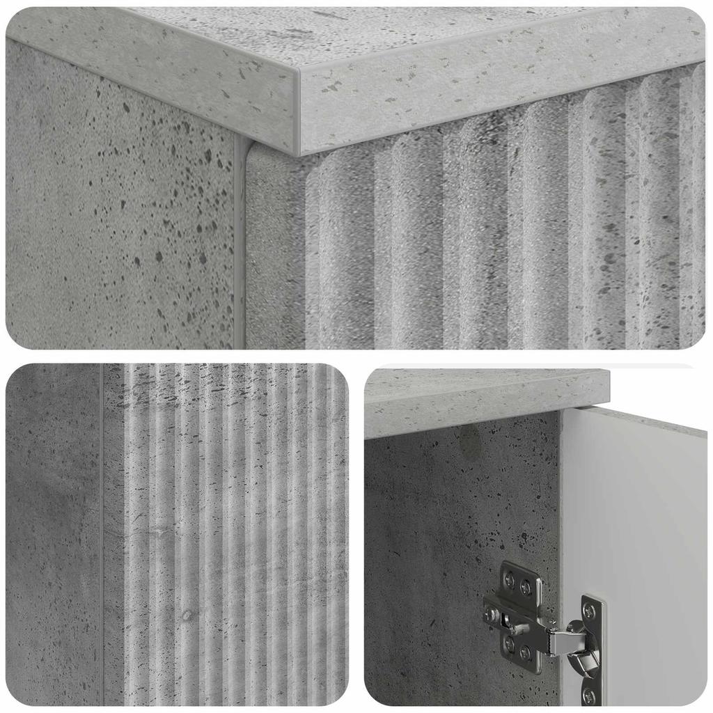 Desk with Door Concrete Grey 142.5 x 50 x 75 cm Engineered Wood