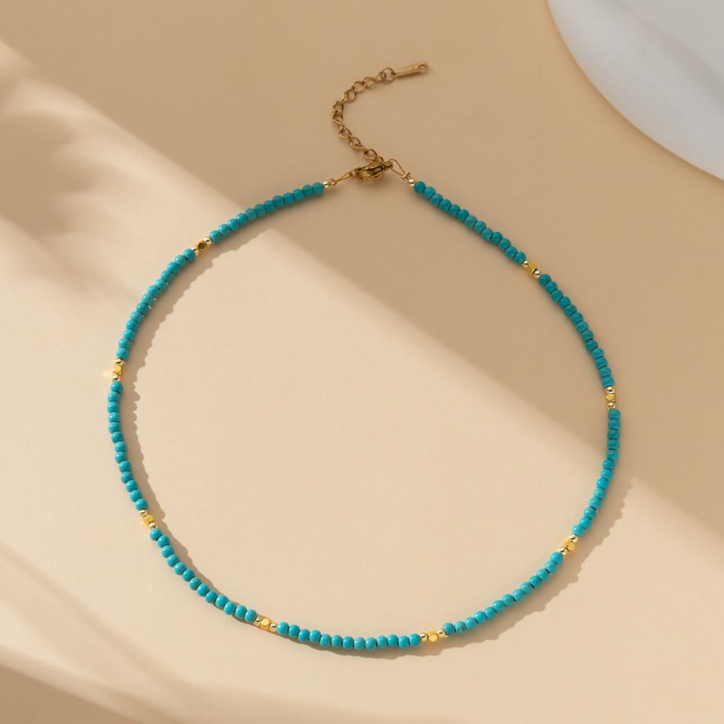 Style Ins Chic Turquoise Beaded Necklace For Women With Highend Aesthetic Appeal