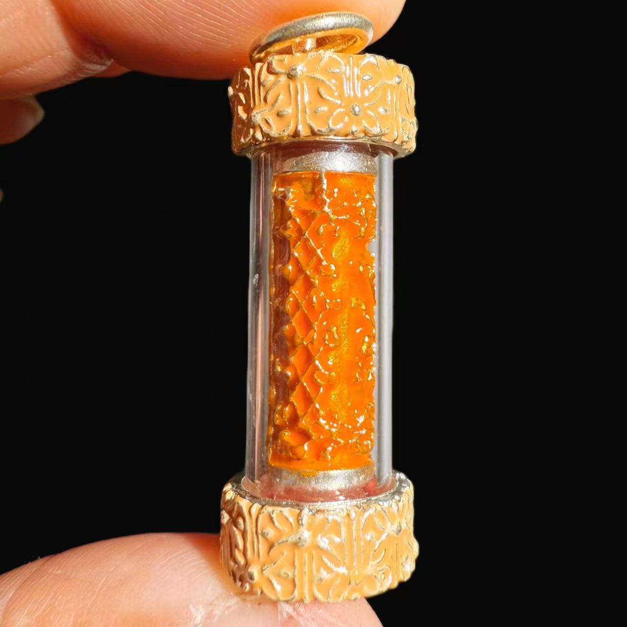 LP Suthi Amulet Tube - Genuine Thai Buddhist Temple Amulet оранжевый